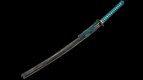 SWK-1015 Swordier “MarrsGreen” Pattern-Weld Samurai Katana, Clay Tempered Natural Hamon. SWK-1015 Swordier “MarrsGreen” Pattern-Weld Samurai Katana, Clay Tempered Natural Hamon.