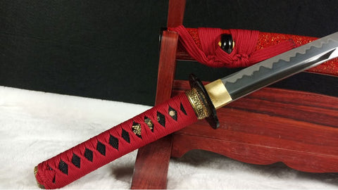SWK-1011 Swordier "The Trio" Japanese Wakizashi Replica, Clay Tempered Spring Steel Blade. SWK-1011 Swordier "The Trio" Japanese Wakizashi Replica, Clay Tempered Spring Steel Blade.