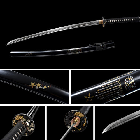 SWK-1023 Swordier Sword "Starry Night" Samurai Katana With T10 Steel Blade, Clay Tempered.
