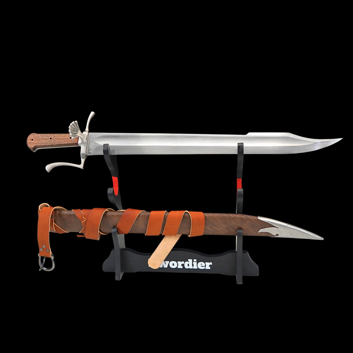 SWM-1050 Swordier Medieval Short Messer Sword – 68.5cm German-Style Single-Edged Blade with Curved Guard and Wooden Handle