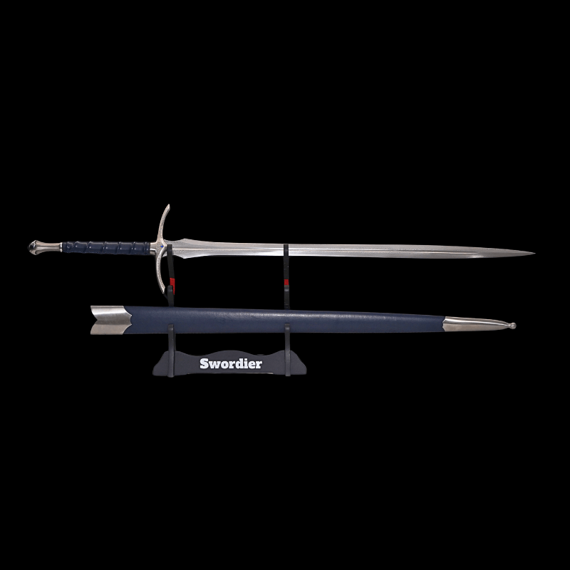 SWM-1042 Swordier Dark Blue Leather Glamdring Replica Sword – Functional Lord of the Rings Sword | Spring Steel, Battle Ready, Sharpened Blade