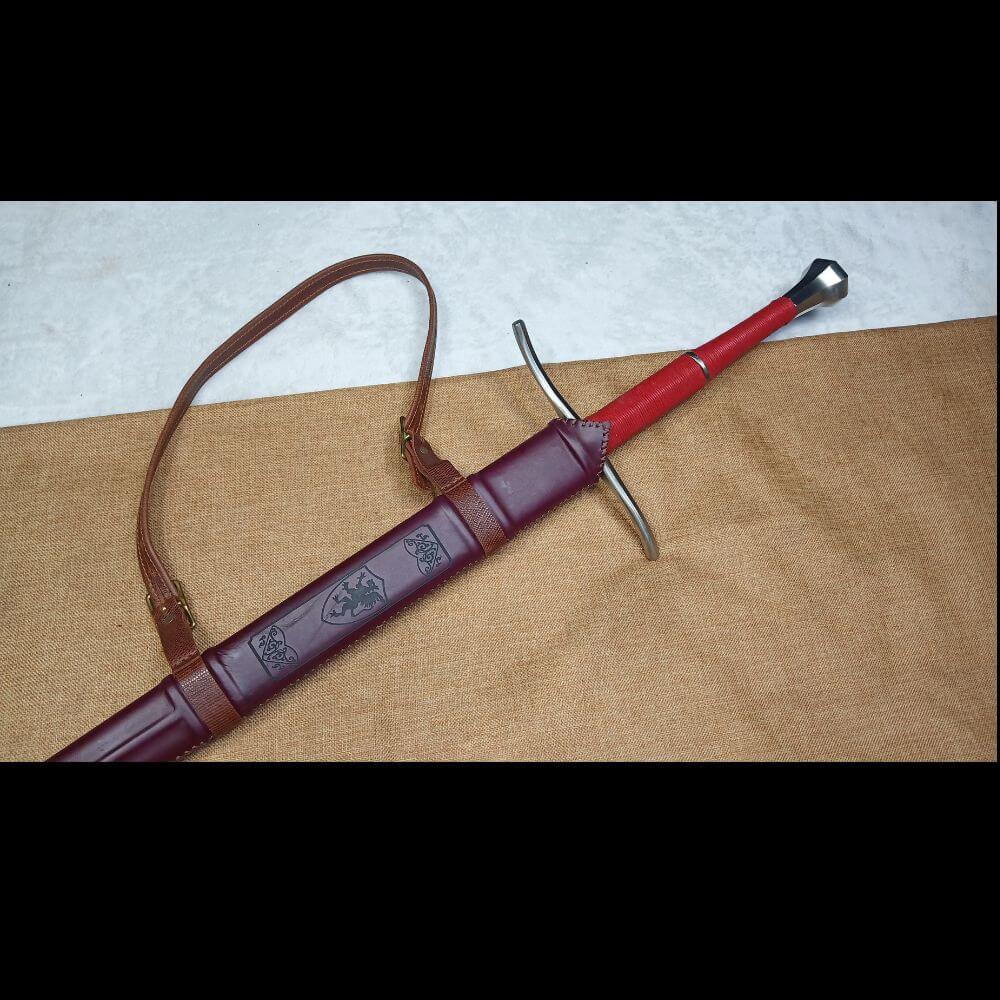 Swordier swm1006 50.79“ Red Genuine Leather Sheath European Sword