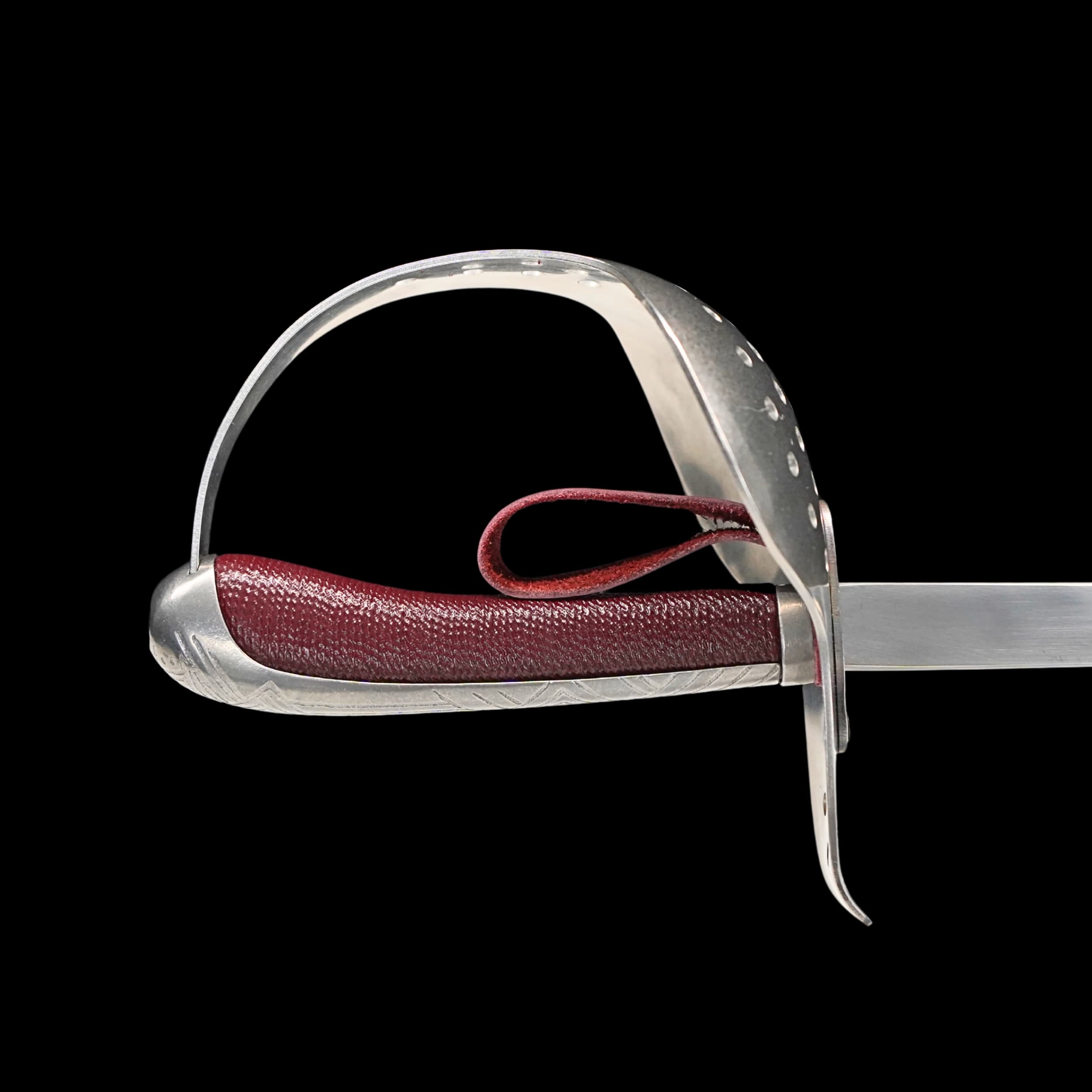 Sword with a red hilt on a black background