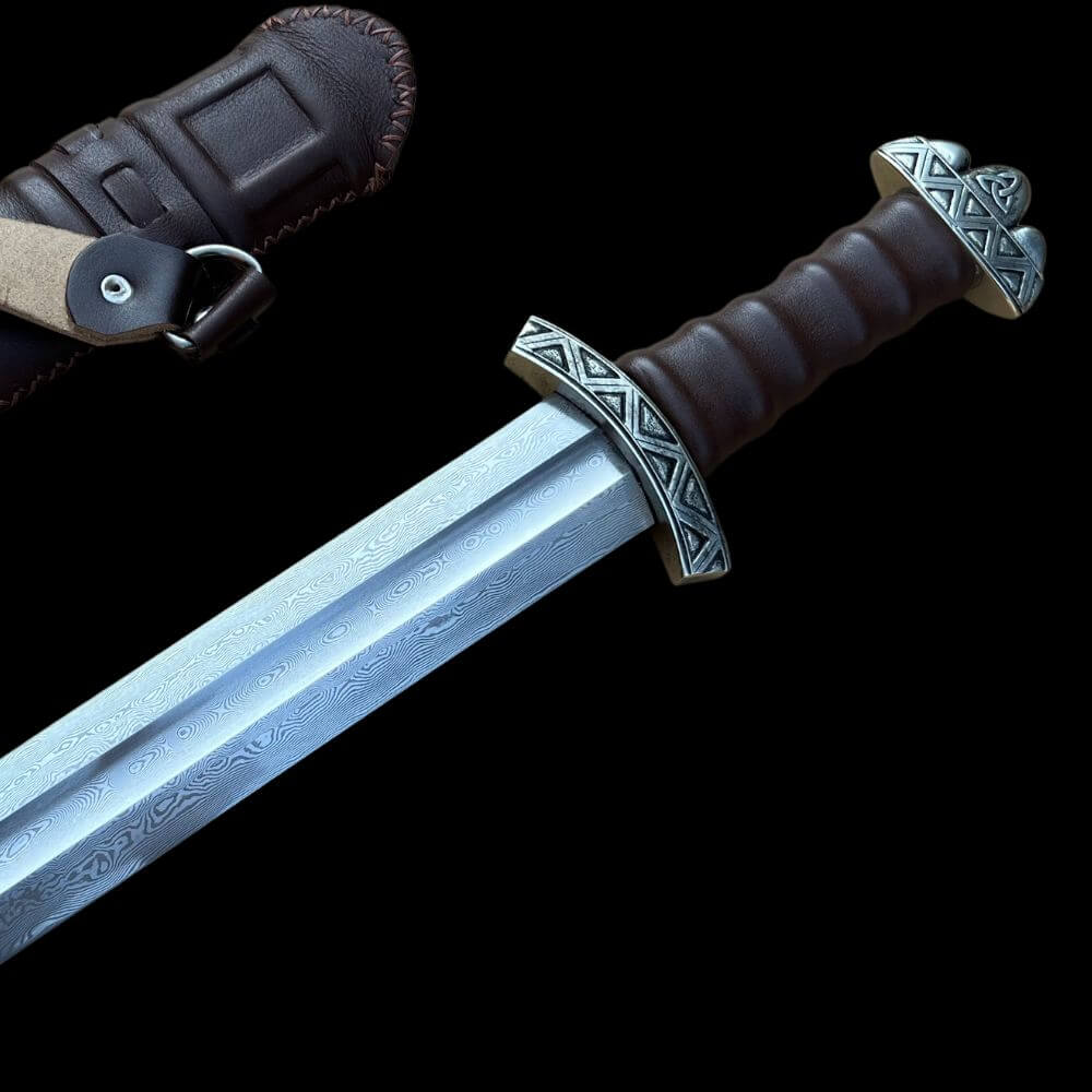 SWM-1011 Swordier White Bronze Fitting Genuine Leather Sheath Viking Sword