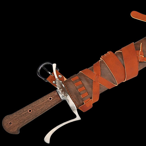 SWM-1050 Swordier Medieval Short Messer Sword – 68.5cm German-Style Single-Edged Blade with Curved Guard and Wooden Handle