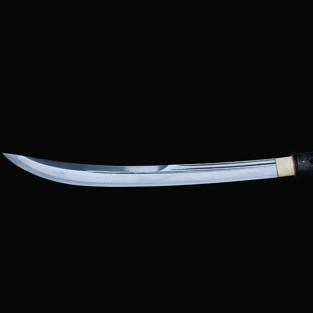 SWK1066 Naginata samurái de acero con patrón Swordier, lista para la batalla.